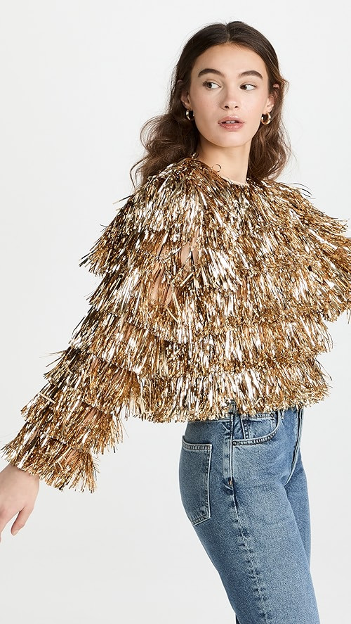 alice + olivia Fawn Fringe Tinsel Jacket | SHOPBOP | Shopbop