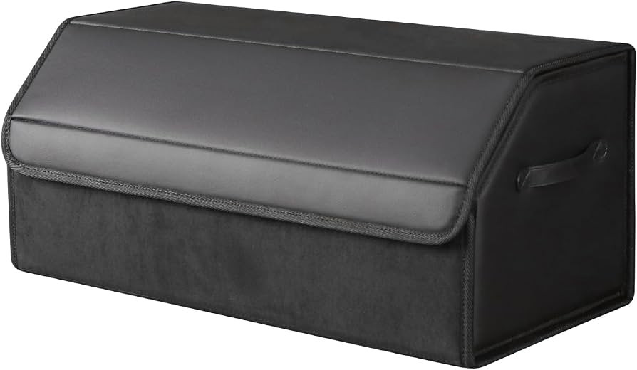 car organizers and storage for SUV,trunk organizer for sedan, leather foldable sleek box with lid... | Amazon (US)