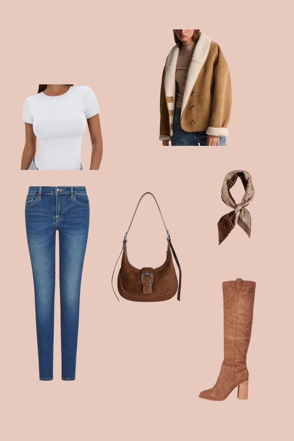 Thanksgiving
A cozy mix of timeless and tactile pieces — from the shearling jacket to the suede knee boots — this look leans into Western-inspired charm with a modern edge. A white fitted tee and classic denim keep it grounded, while the printed scarf and structured suede shoulder bag add rich, earthy warmth. Perfect for crisp fall days or casual weekend outings.


#LTKSeasonal #LTKStyleTip #LTKHoliday