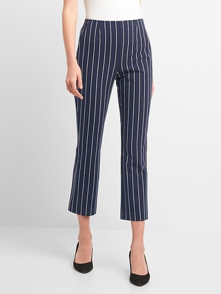 Gap Womens High Rise Crop Flare Pants With Bi-Stretch Navy Stripe Size 10 | Gap US