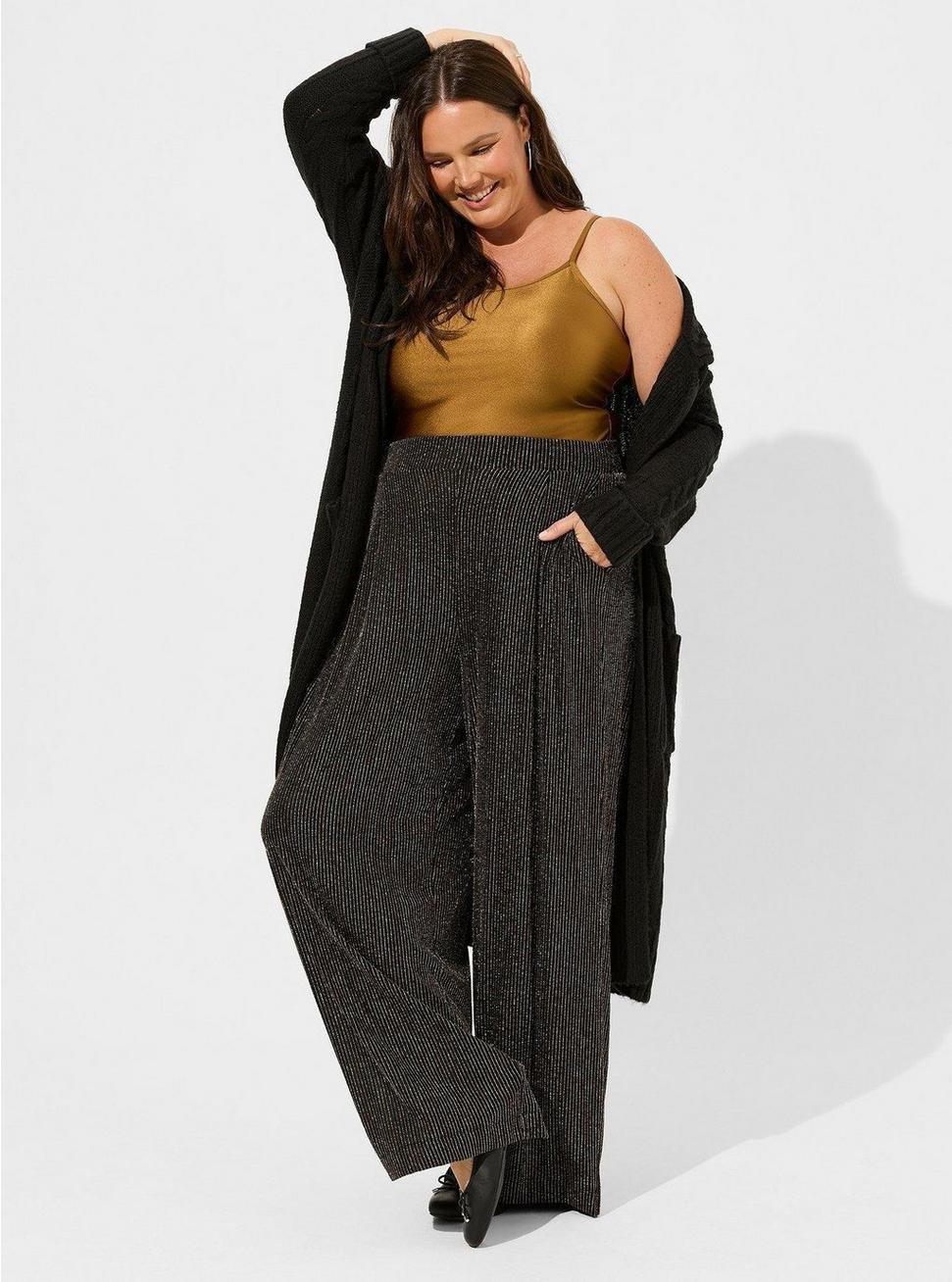 Pull On Wide Leg Stretch Lurex High Rise Pant | Torrid (US & Canada)