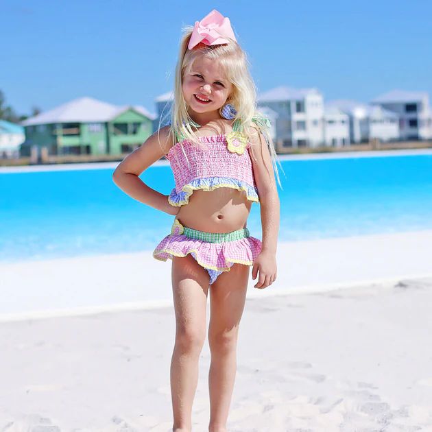 Multi Seersucker Daisy Two Piece Swimsuit | Classic Whimsy