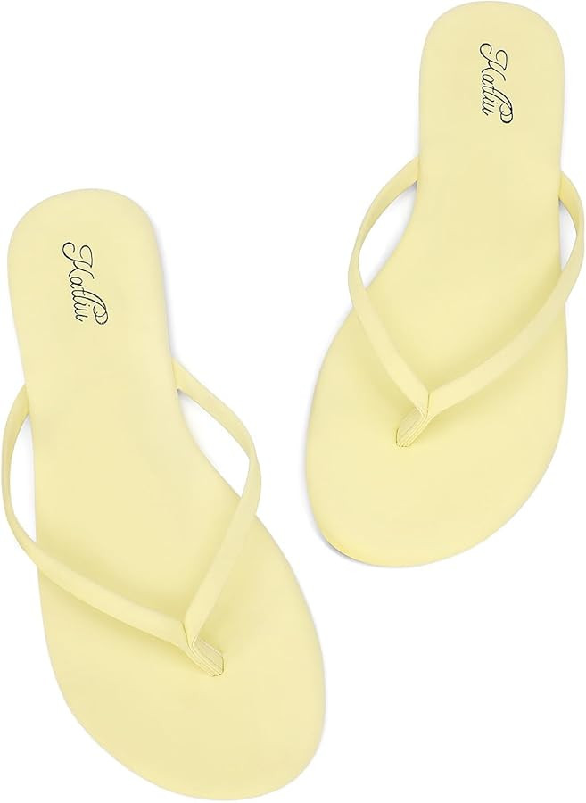 katliu Women's Memory Foam Flip Flops Sandals, Beach Flat Sandals, Comfortable Cushioned Thong Sa... | Amazon (US)