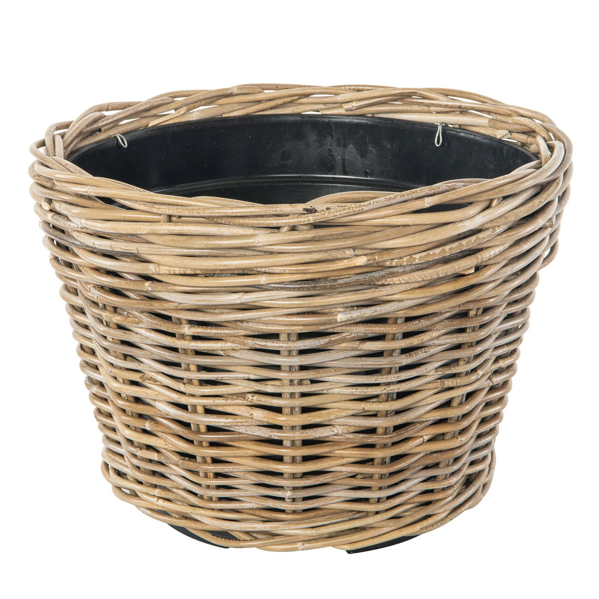 Rattan Kobo Conical Indoor & Outdoor Planter Basket with Plastic Pot, Small | Wayfair North America