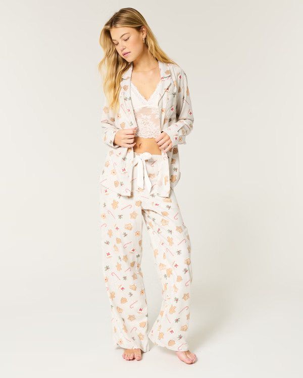 Women's Cozy Long-Sleeve Pajama Shirt | Women's New Arrivals | HollisterCo.com | Hollister (US)