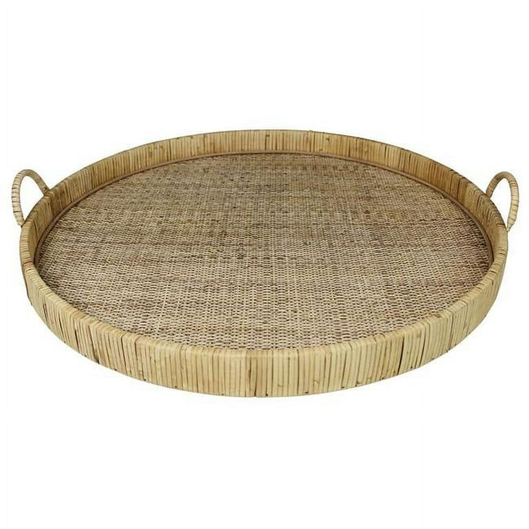 HomeRoots 397908 4 x 24 x 24 in. Natural Jumbo Bamboo Round Tray | Walmart (US)