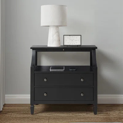 Areebe 30" W 2-Drawer Nightstand with Pull-Out Tray and Charging Station | Wayfair North America