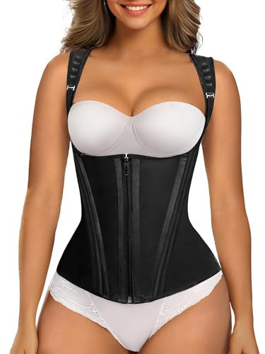 SHAPERX Waist Trainer Corset for Women Tummy Control Sport Girdle Hourglass Waist Cincher Body Shaper with Steel Boned SZ7293-Black-XS | Amazon (US)