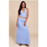 Blue Striped Maxi Skirt | PrettyLittleThing US