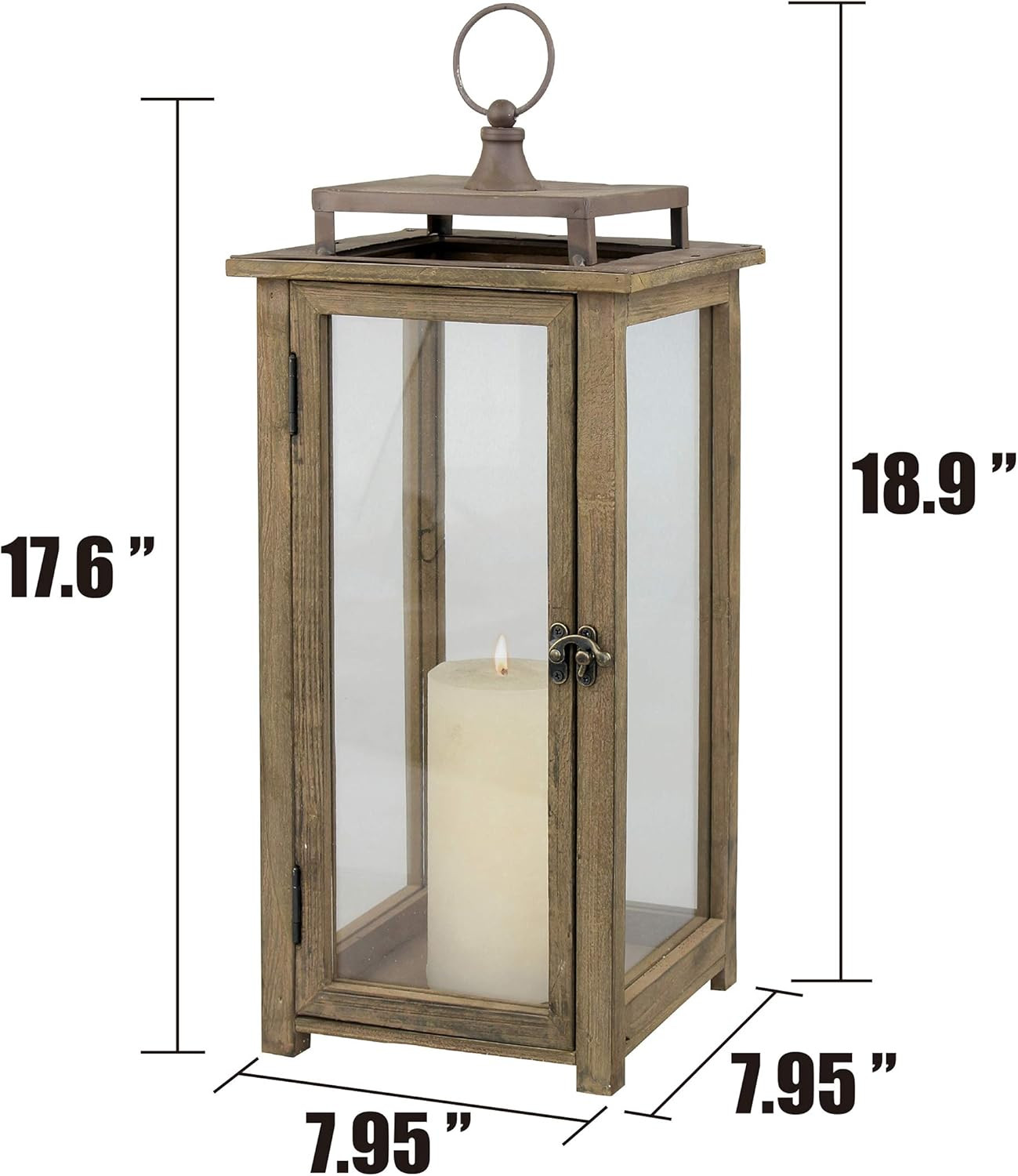 Stonebriar 18 Inch Rustic Wooden Candle Hurricane Lantern, For Table Top, Mantle, Wall Hanging, o... | Amazon (US)