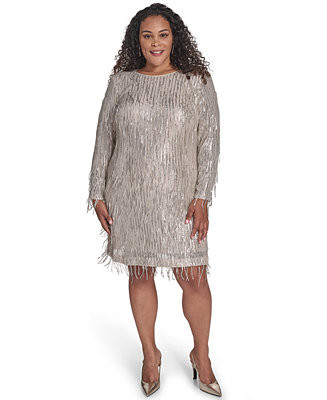 Plus Size Long Sleeve Sequin Cocktail Dress | Macy's