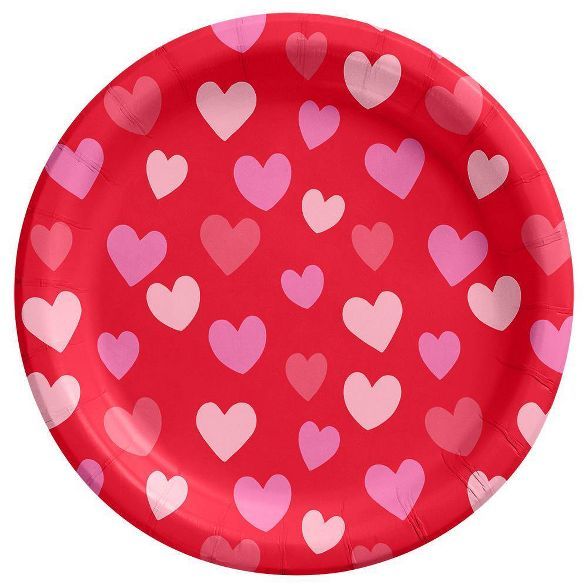 30ct Valentine's Day Medium Heart Dinner Plates Red - Spritz™ | Target