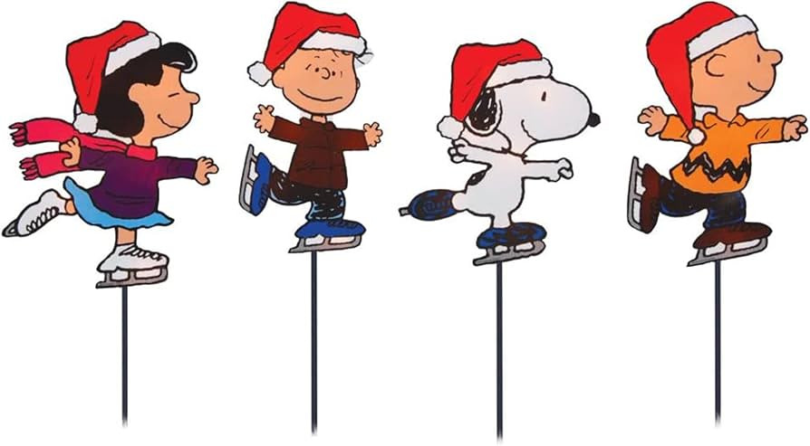 PRODUCTWORKS 8-Inch Pre-Lit Peanuts Skating Christmas Pathway Markers (Set of 4) | Amazon (US)