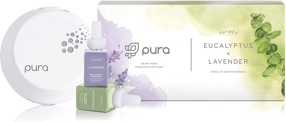 Thymes Pura Smart Home Plug-in Diffuser Kit - Eucalyptus & Lavender Pura Refills - Long-Lasting A... | Amazon (US)
