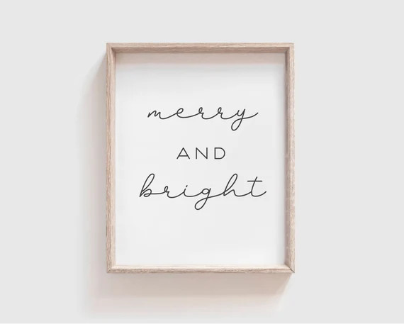 Merry and Bright Printable Wall Art Merry Christmas Minimalist Wall Decor Christmas Decor Christm... | Etsy (CAD)