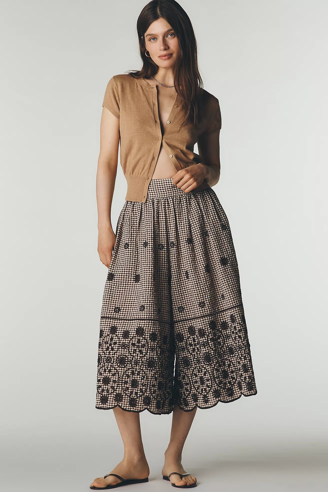 Maeve Skirty Embroidered Culotte Pants | Anthropologie (US)
