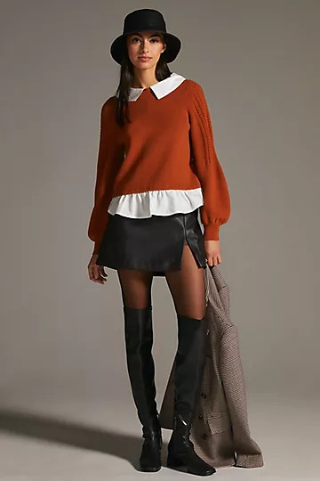 Maeve Textured Twofer Pullover Sweater | Anthropologie (US)