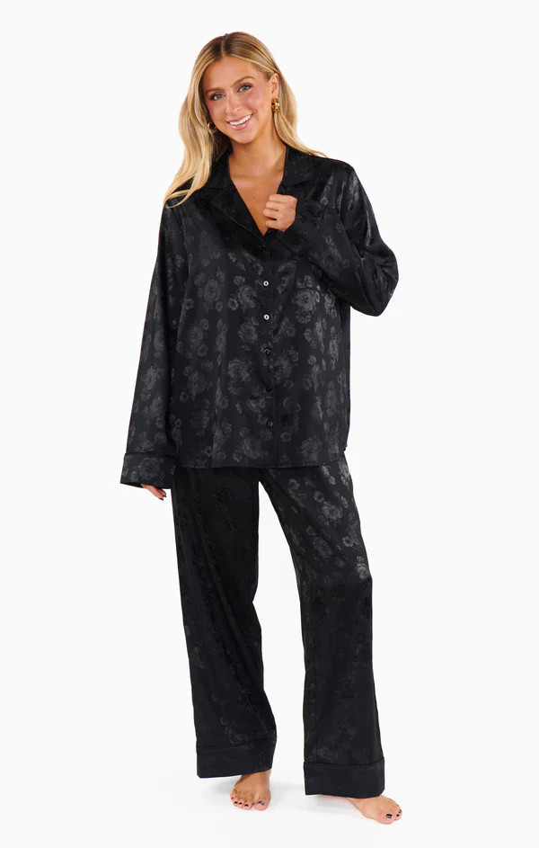 Classic Cropped PJ Set ~ Black Floral Silky | Show Me Your Mumu