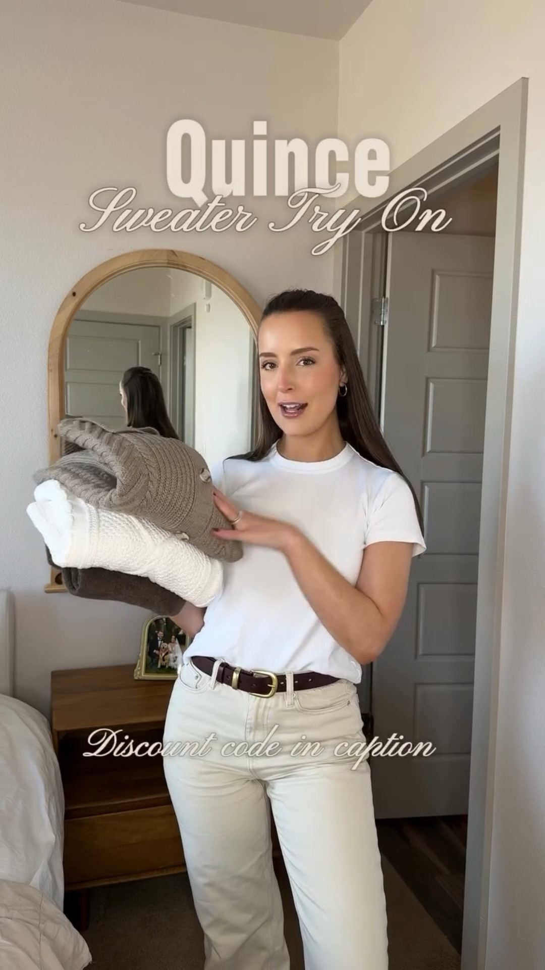 Forecast is showing a high chance of sweater weather 🧸🤍 

Get 10% off your first @onequince order using the code listed in my IG Reel or TikTok Caption🫶🏻 #quincepartner 

#winterstyle #sweater #tryon