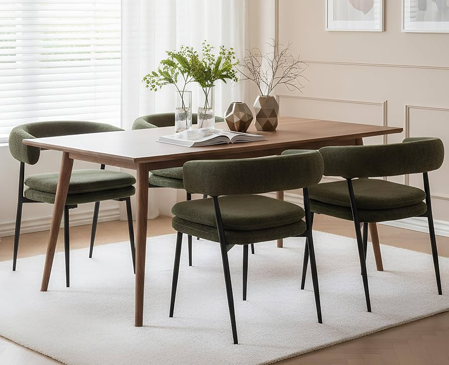 EALSON Upholstered Dining Chairs Set of 4 Modern Fabric Dining Room Chairs with Curved Open Back/... | Amazon (US)