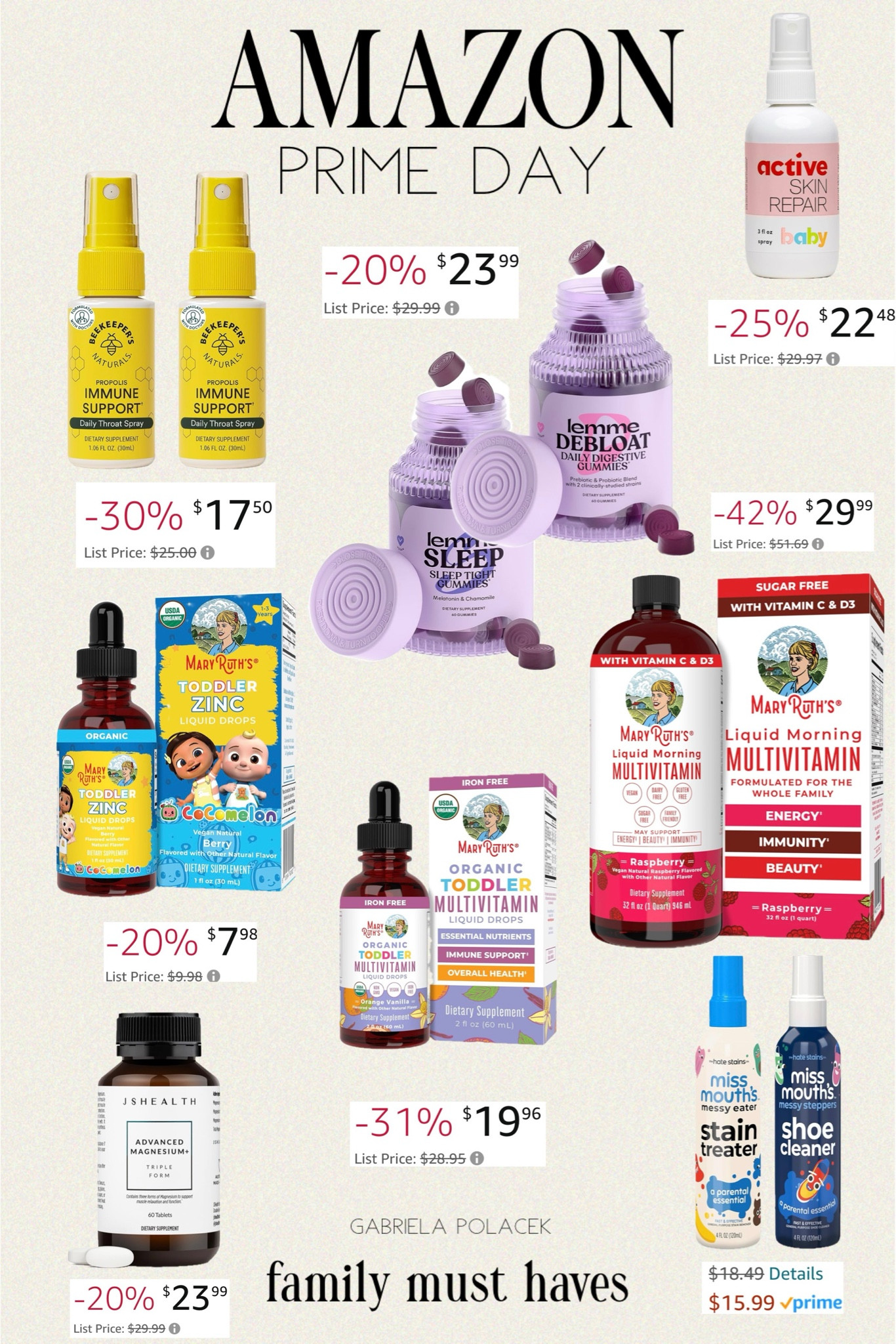 Amazon Prime Day wellness & must haves for whole family!! Beekeepers naturals | lemme debloat | lemme sleep | mary ruth’s | active skin repair 

#LTKFamily #LTKxPrimeDay #LTKSaleAlert