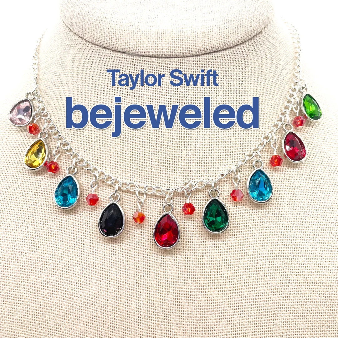 Taylor Swift Bejeweled Inspired Adjustable Necklace Midnights Swiftie Rhinestone Chain Pendant Je... | Etsy (US)