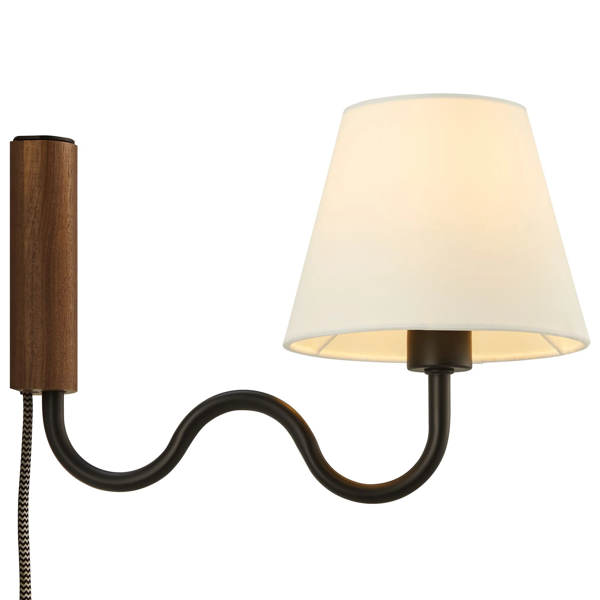 Modway Sunlit Squiggle Arm Wall Sconce In Walnut Black | Wayfair | Wayfair North America