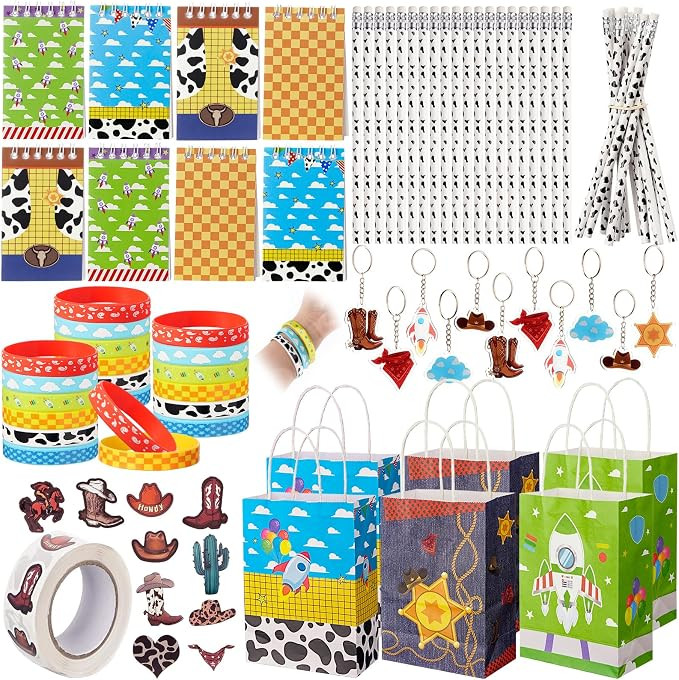 110 Pcs Cartoon Story Party favors Cow Pattern Birthday Decorations Set Gift for Kids Treasure Bo... | Amazon (US)