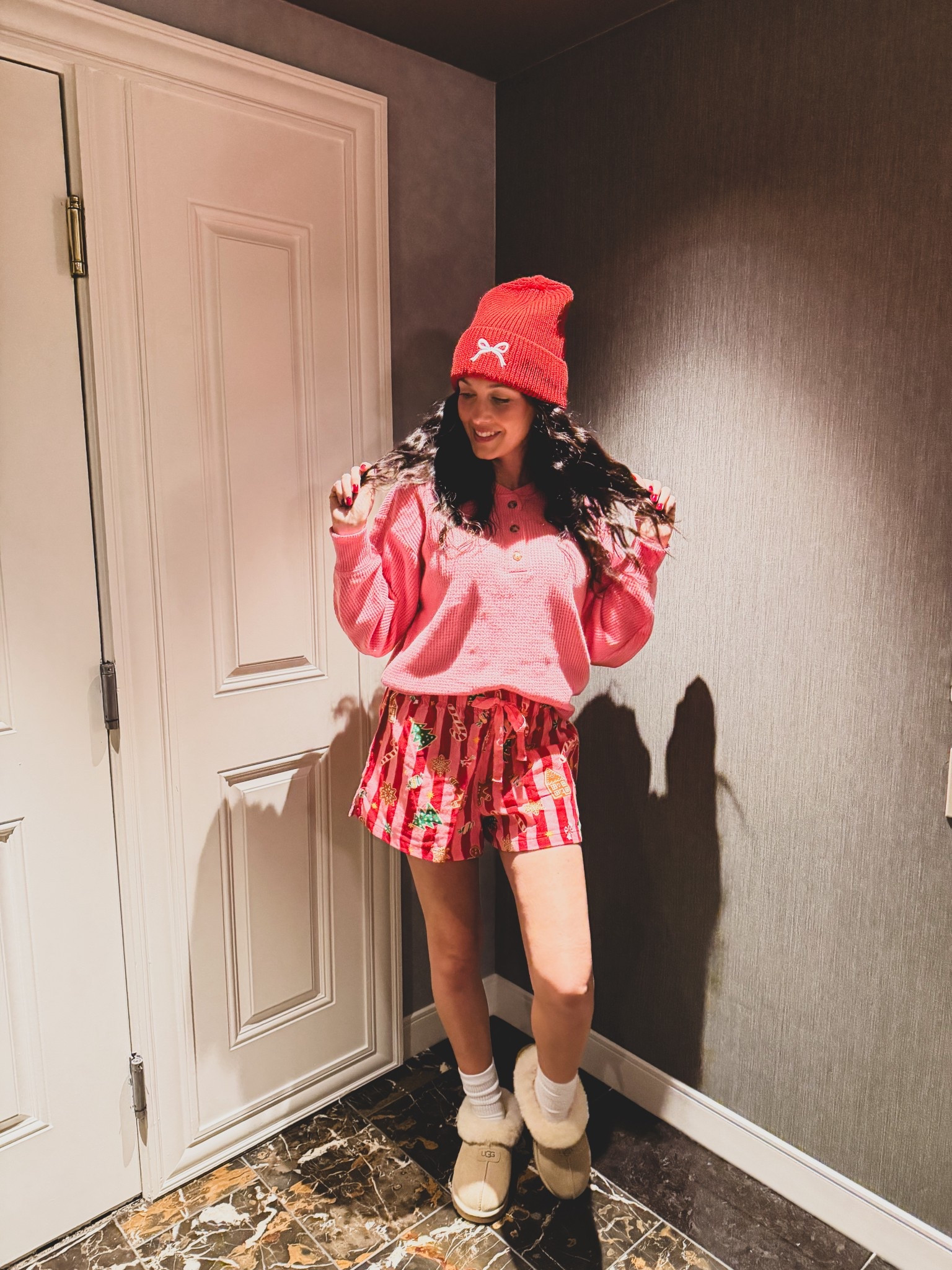 Love a good holiday hotel stay 🥰

Beanie - @neckofthewoods.lakeside
Flannel Top - Small (oversized)
Shorts - Medium

#LTKGiftGuide #LTKCyberWeek #LTKHoliday