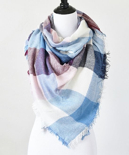 PeekABootSocks Women's Cold Weather Scarves - Blue & Purple Flannel Triangle Blanket Scarf | Zulily