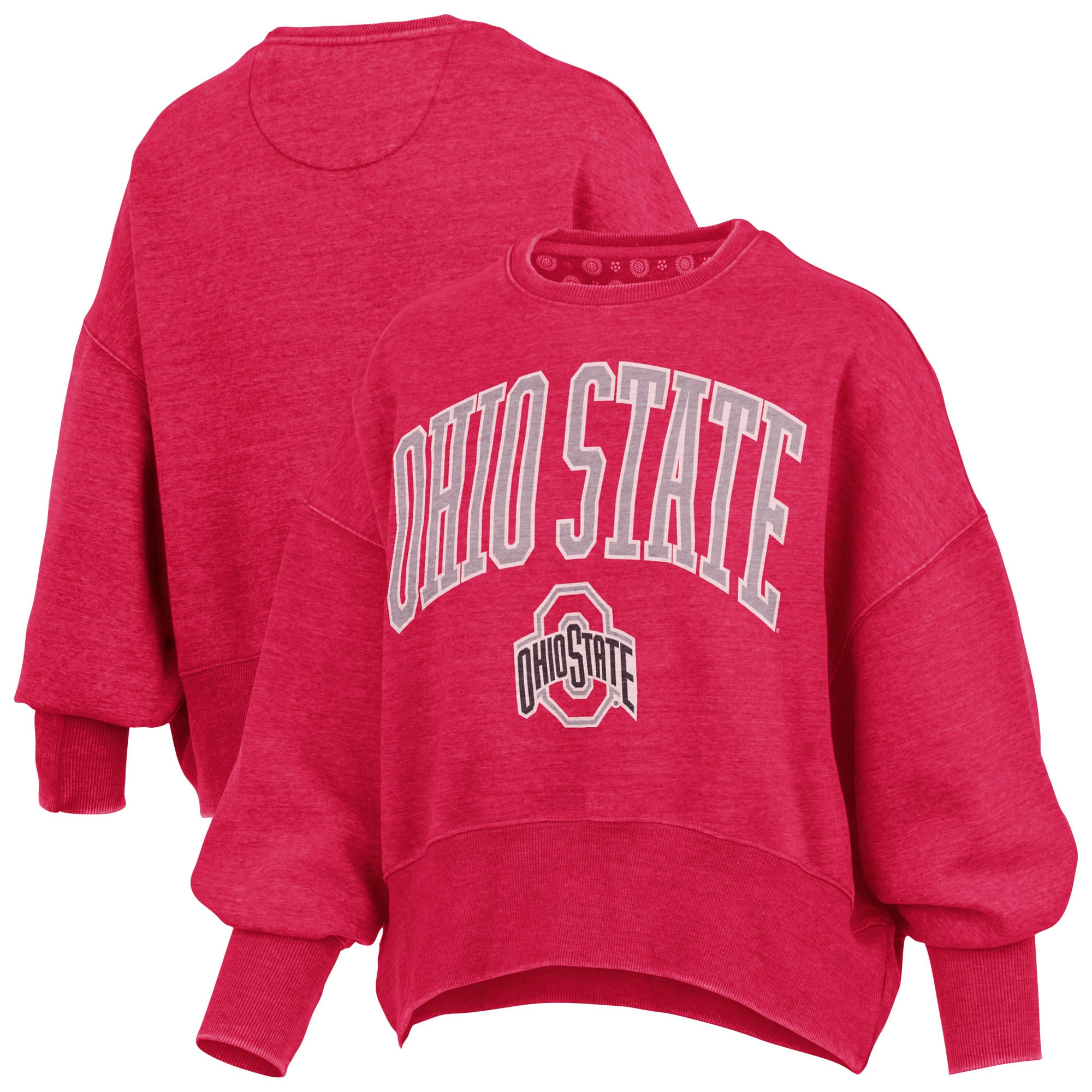 Ohio State Buckeyes Pressbox Women's Oversized Waist-Length Crewneck Sweatshirt - Scarlet | Lids