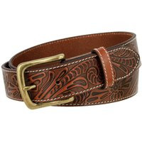 Tooled Brown Leather Belt - Removable Strap USA Silver Large Oval Western Buckle Trophy Riding Vaque | Etsy (US)