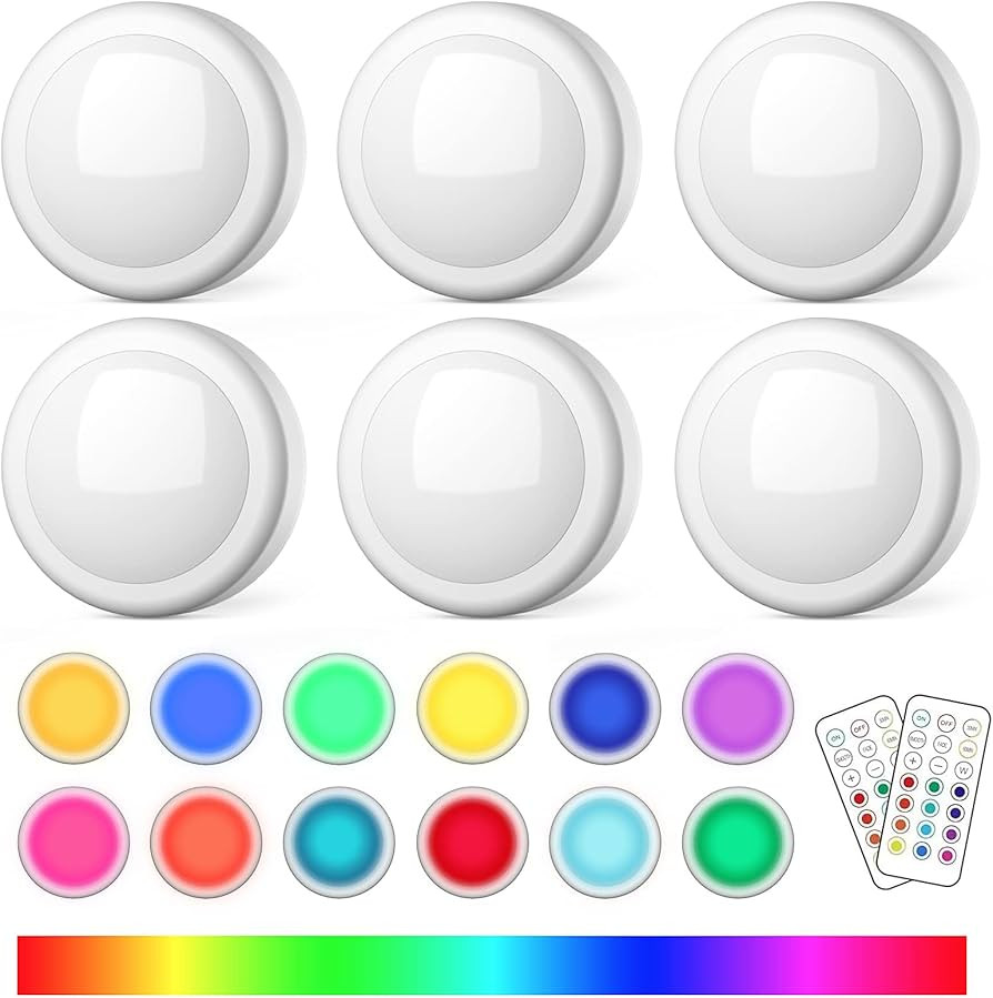 SEMSMOKS Battery Operated LED Push Lights with Wireless Remote, 13 Color RGB - for Closet, Bedroo... | Amazon (US)