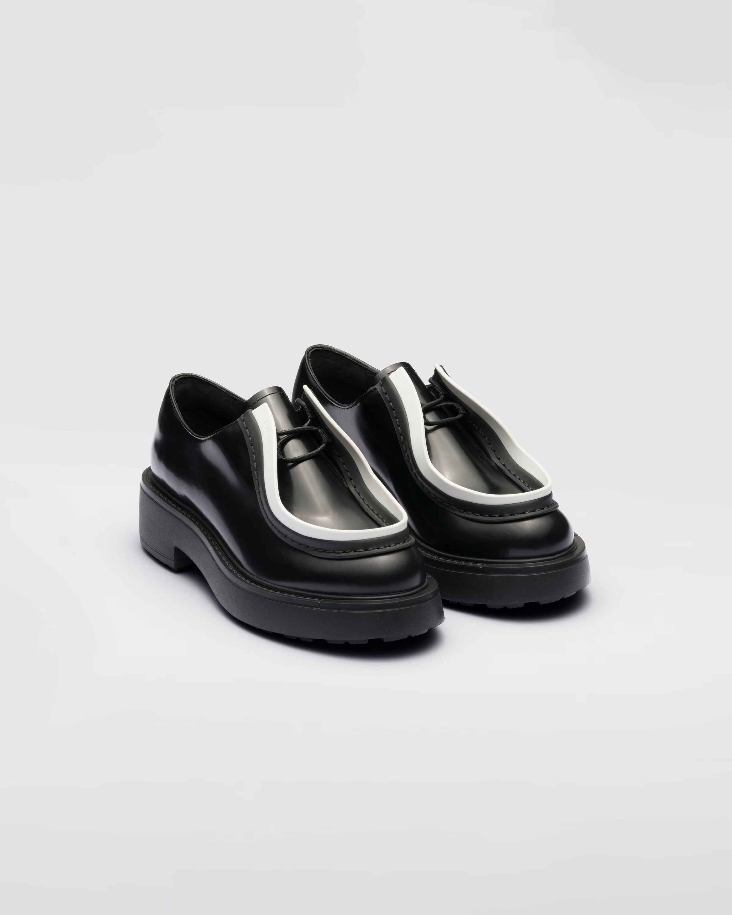 Brushed leather lace-up shoes | Prada Spa US