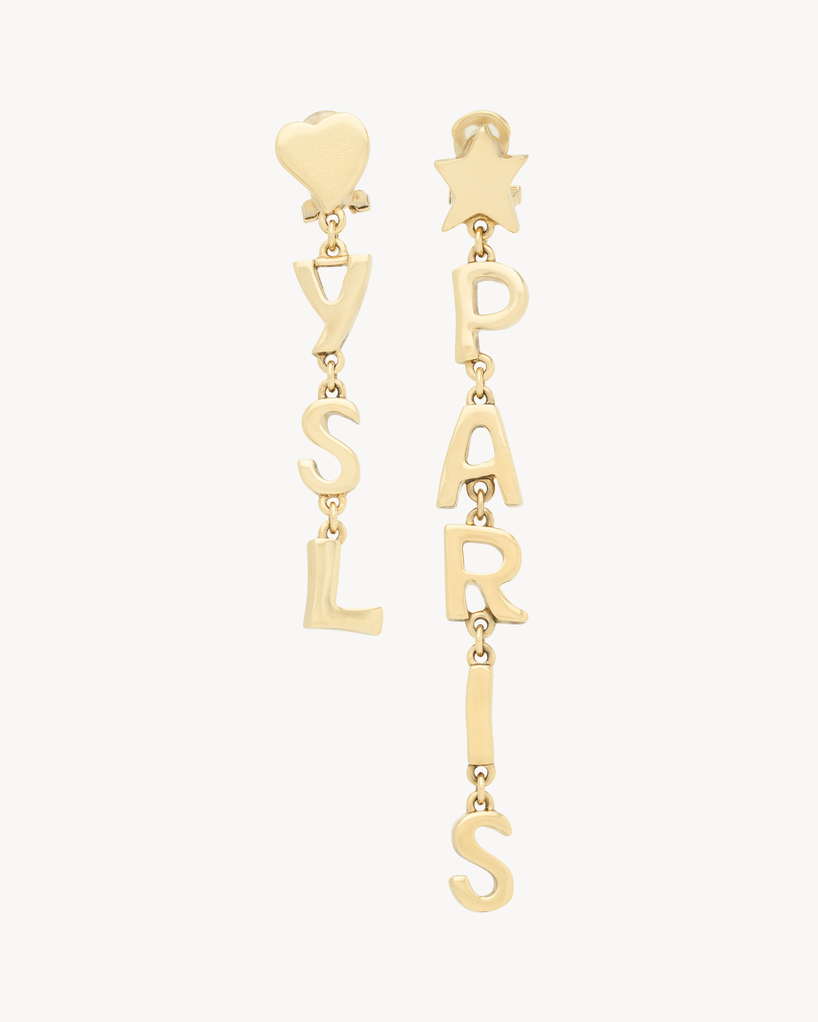 asymmetrical chain drop earrings with YSL PARIS links. | Saint Laurent Inc. (Global)