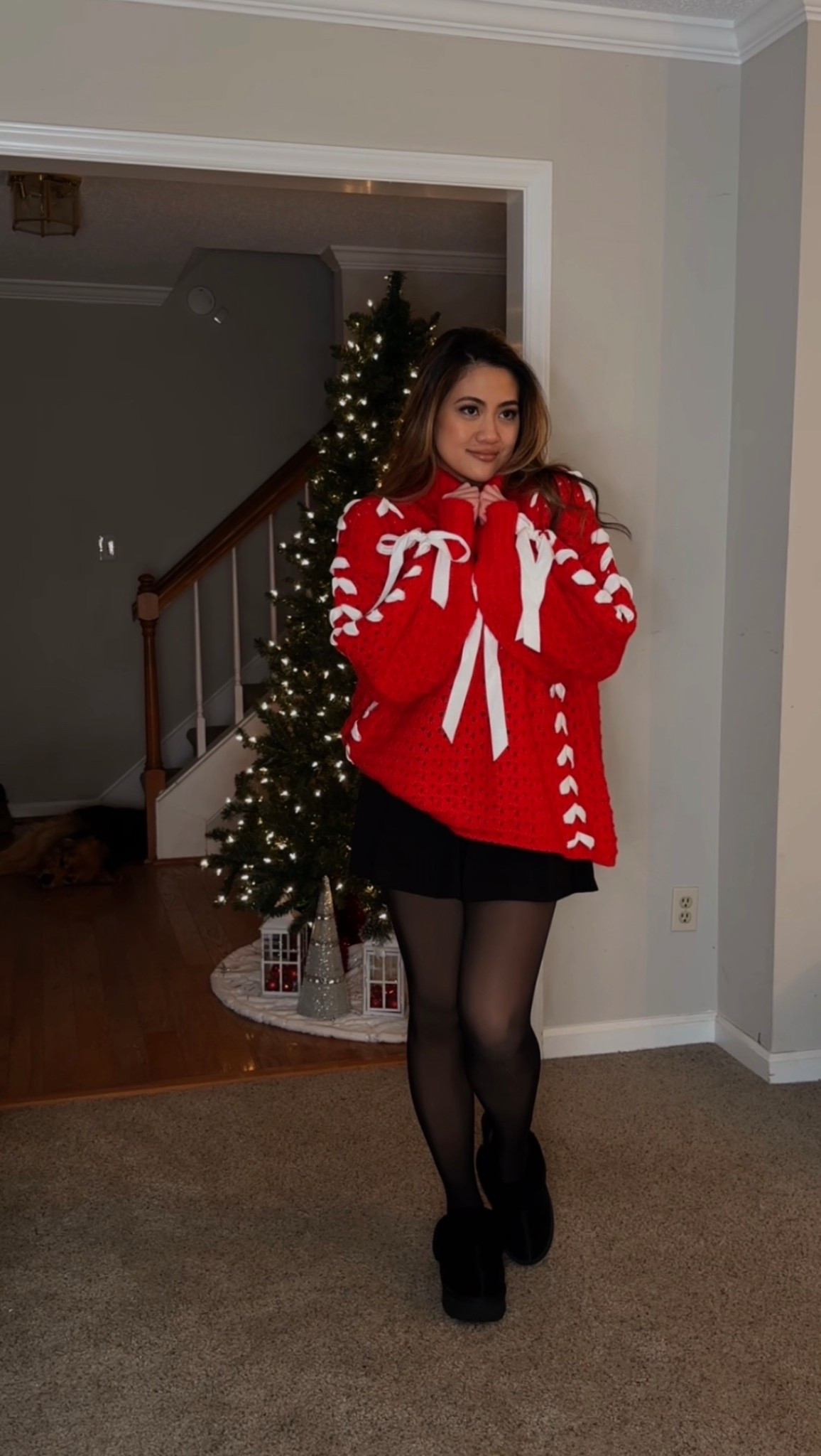 Red turtleneck sweater - For Love & Lemons Liberty Sweater (extra small)
Black pleated skirt - Zara (linking similar)

#holidayoutfit #christmasoutfit #christmasoutfitideas #festiveoutfit red Christmas sweater, Christmas outfit idea at home, comfy holiday outfit for holiday market, tree farm outfit, Christmas shopping outfit

#LTKHoliday #LTKPetite #LTKootd