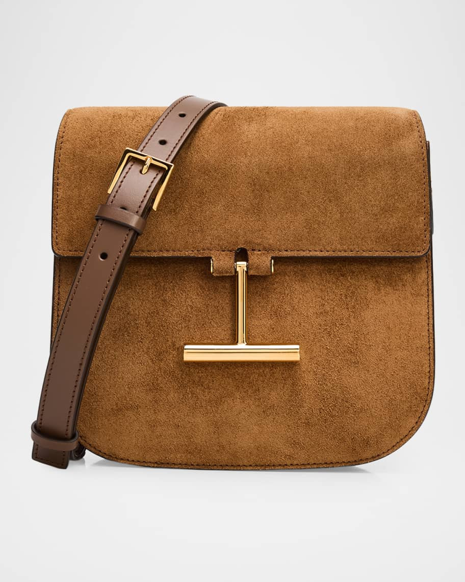 TOM FORD Tara Mini Flap Crossbody Bag in Suede and Leather | Neiman Marcus
