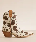 Rose Cow Print Western Ankle Boot | Buckle
