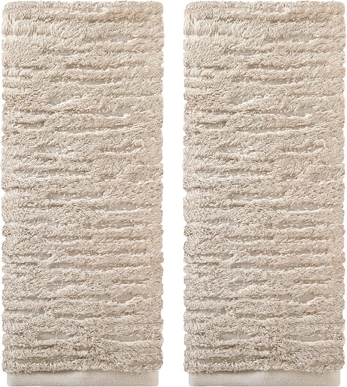SKL Home CloudSoft Cotton Luxury 2-Piece Hand Towel Set, Oatmeal | Amazon (US)