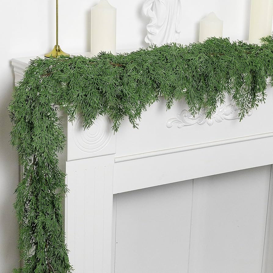 6 Ft Christmas Norfolk Pine Garland- Dense Pine Realistic Touch Garland Ornament- Greenery Artifi... | Amazon (US)