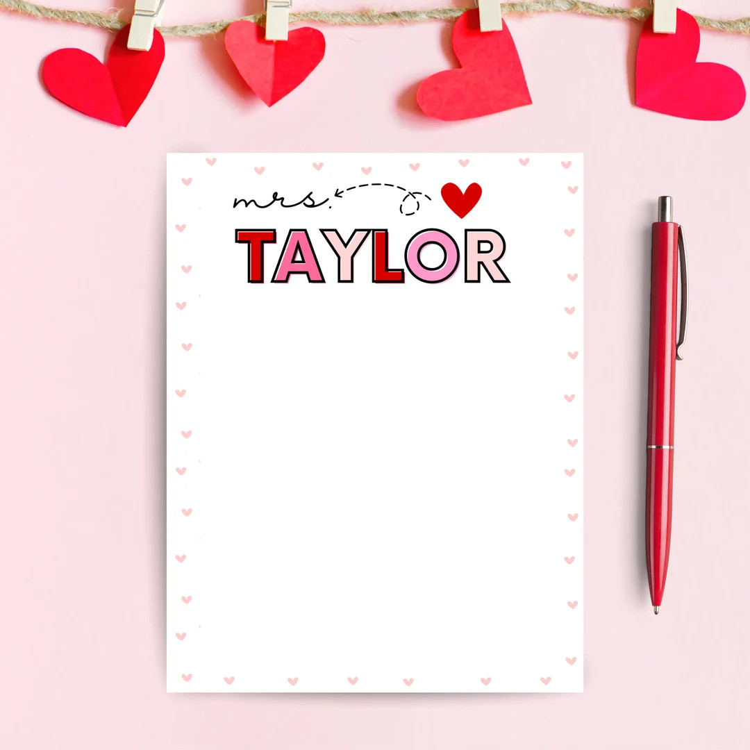 Custom Valentines Day Notepad Teacher Gift for Valentines Valentines Gift for Teacher Gift for Te... | Etsy (US)