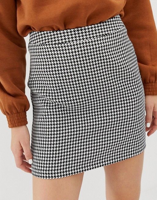 ASOS DESIGN ultimate a-line mini skirt in mono check | ASOS US