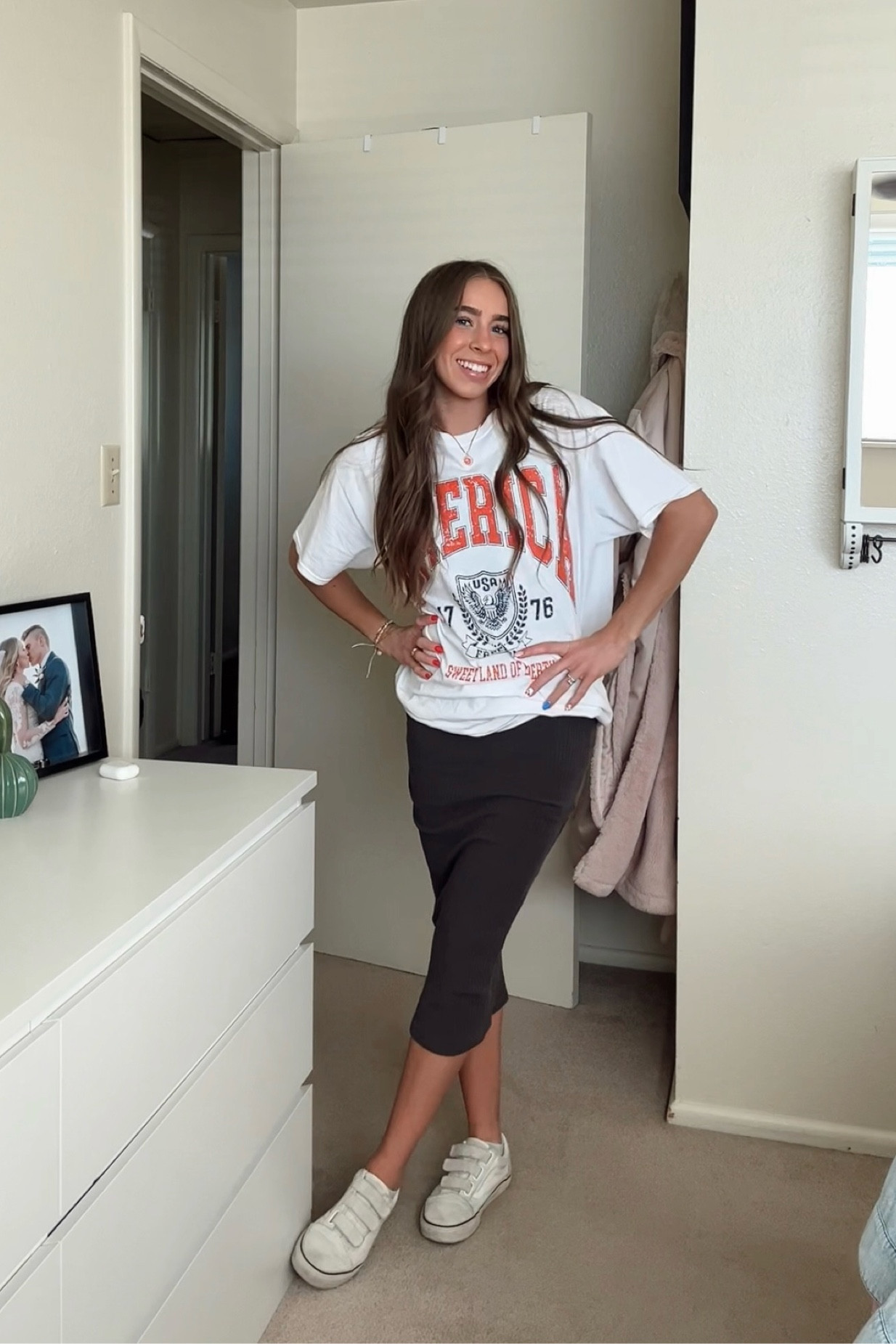 Next time you need an outfit idea, try wearing a graphic tee over a dress! 🤩 
Fourth of July outfit, summer outfit, outfit ideas, outfit inspo, affordable fashion, affordable clothes, cute outfits, clothing hack, dress hack, dress, summer dress, summer tee, graphic tee outfit

#LTKFindsUnder50 #LTKStyleTip #LTKSeasonal