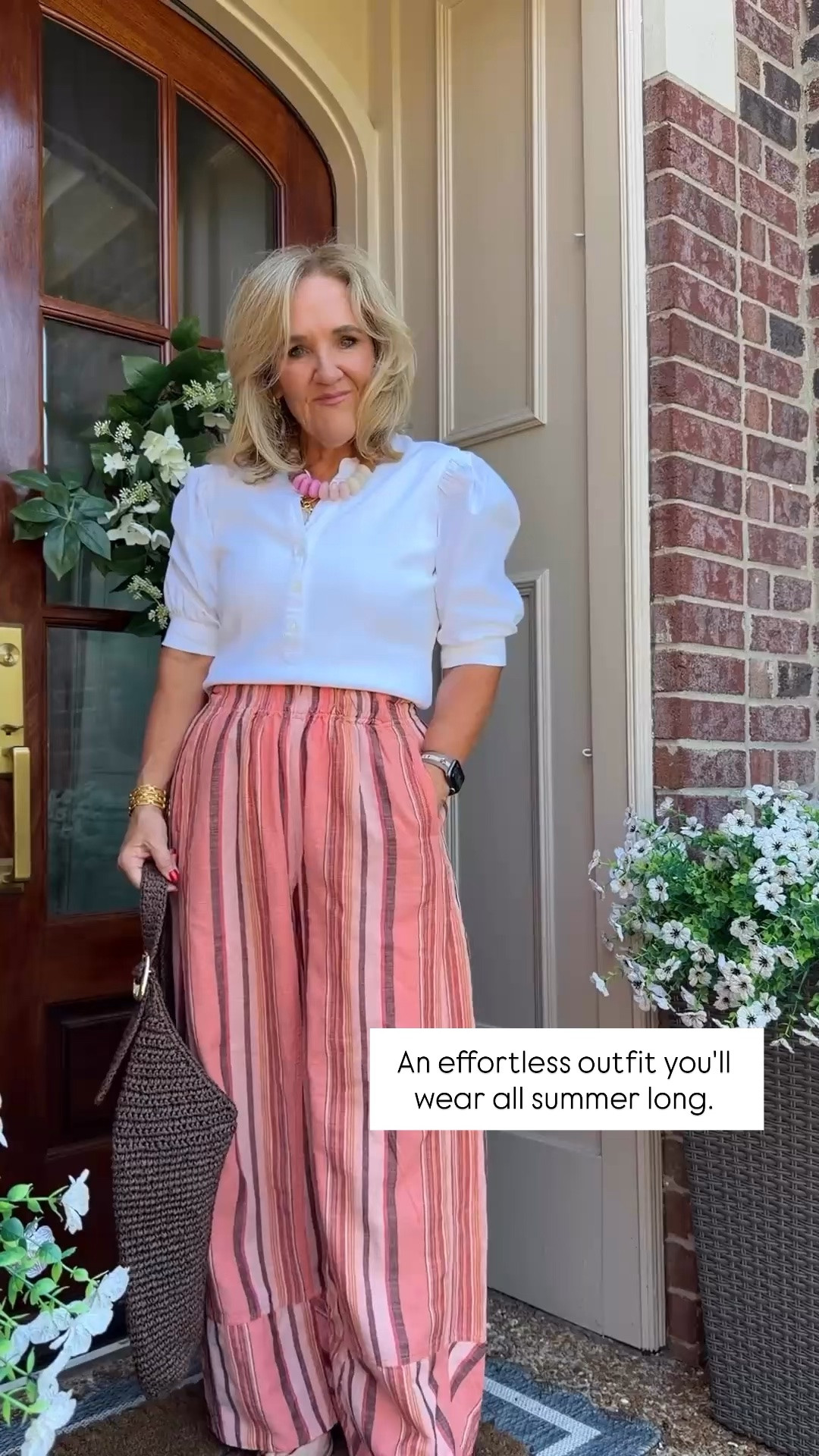 These lightweight striped pants are made for warm-weather days! Crafted from a breathable cotton-linen blend, they're easy to dress up or down with a classic knit top, woven tote, and simple accessories. An effortless outfit you'll wear all summer long.

💡 LTK MADE EASY
❤️ Heart = Support my posts!
🔖 Save = Get sale & restock alerts
📋 Lists = Keep favorites organized
📲 Share = Send lists and products to a friend. Hello, Christmas List!
💬 Comment = Ask me anything about what I'm wearing. :-)

#LTKootd #LTKOver40 #LTKSeasonal