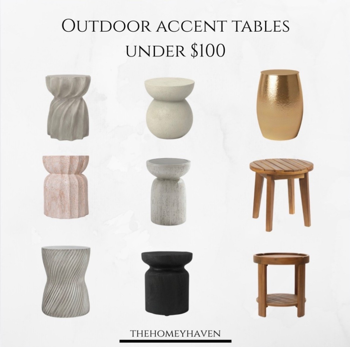 Pretty NEW styles this year! Outdoor  accent tables to go with any of your decor all under $100!

Outdoor furniture, outdoor side tables, outdoor decor, target finds, Walmart finds, Amazon finds, target home, on trend home decor, front porch inspo, garden stools, outdoor decor, home decor, home

#LTKHome #LTKSeasonal #LTKSaleAlert