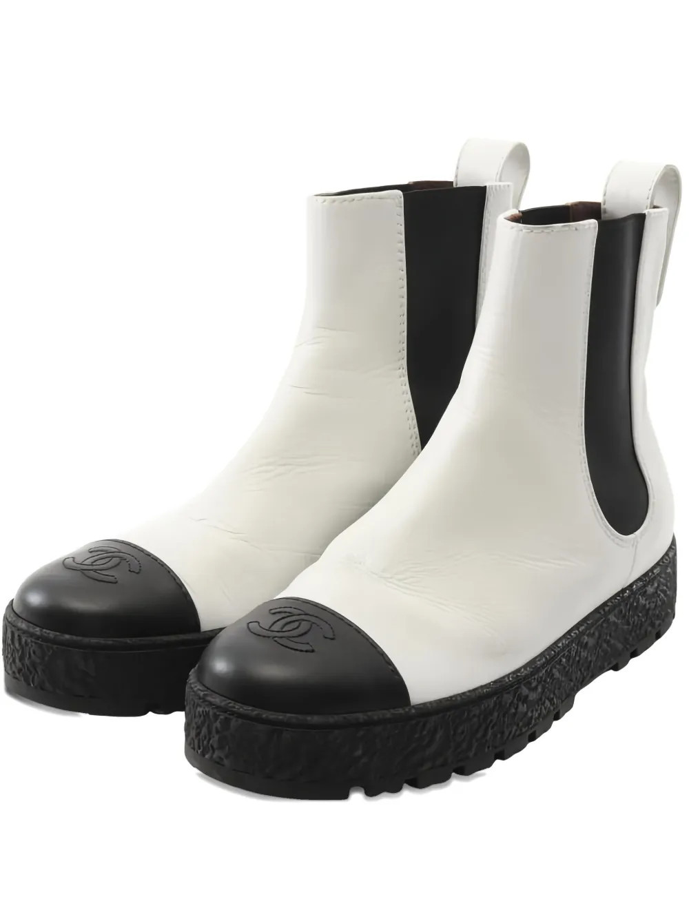 CHANEL Pre-Owned Coco Mark Chelsea boots - White | Farfetch Global