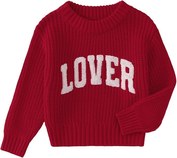CM C&M WODRO Toddler Valentines Outfit Boy Girl Lover Embroidered Knit Sweater Kid Warm Crewneck ... | Amazon (US)