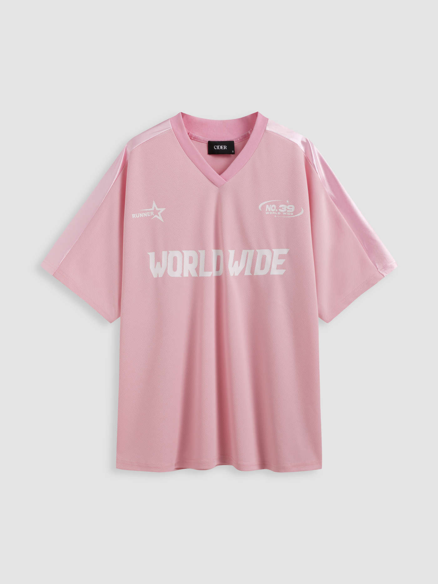 WORLD WIDE V-neck Graphic Raglan Tee | Cider