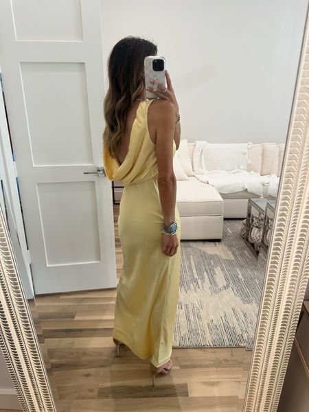 Yellow satin wedding guest dress size xxs petite code AFBELBEL 

#LTKFindsUnder50 #LTKSaleAlert #LTKFindsUnder100
