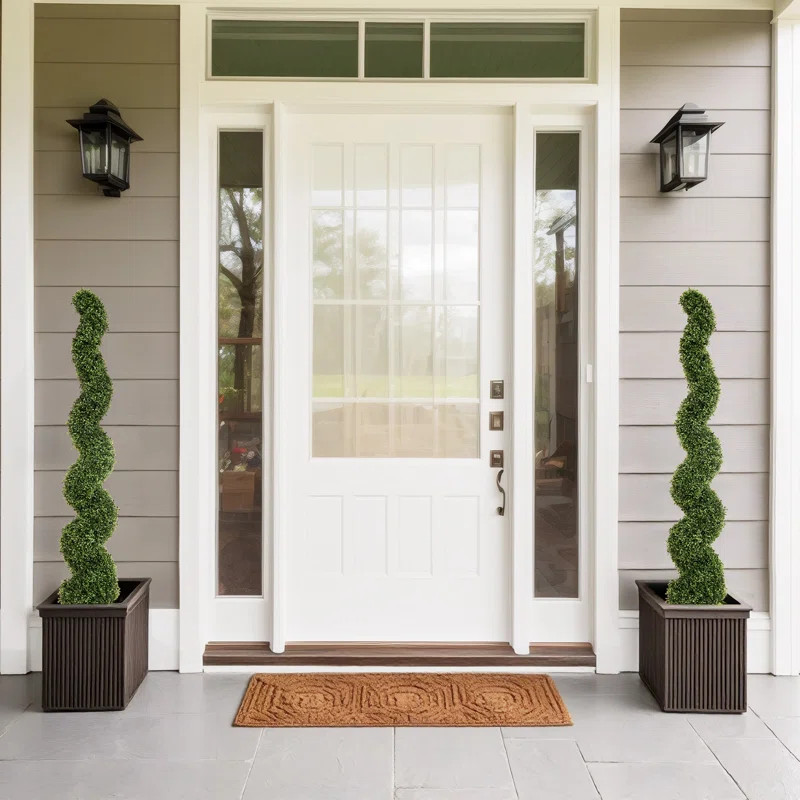 Artificial Potted Spiral Green Boxwood Topiary (Set of 2) | Wayfair North America